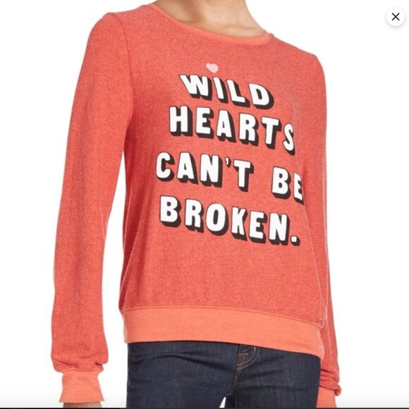 NWOT Wildfox Red Sweatshirt Size XS "Wild Hearts Can't Be Broken" Retail $108 - Picture 1 of 6